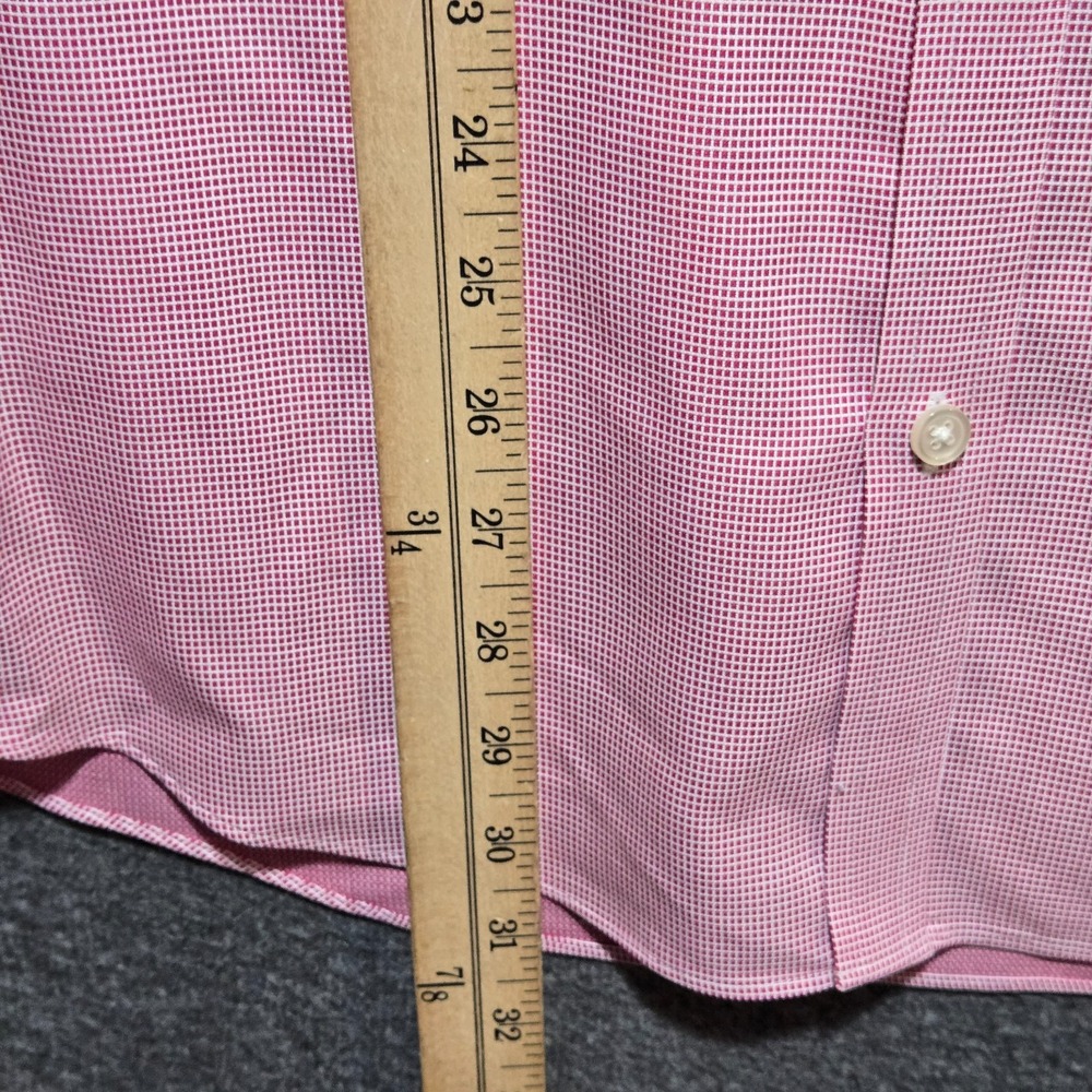 Charles Tyrwhitt Dress Shirt Red White Check Non Iron Extra Slim 16 / 34 French - Picture 6 of 11